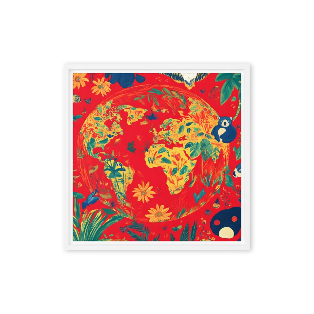 Celebration of Life on Earth | Canvas with White Frame | 16″×16″