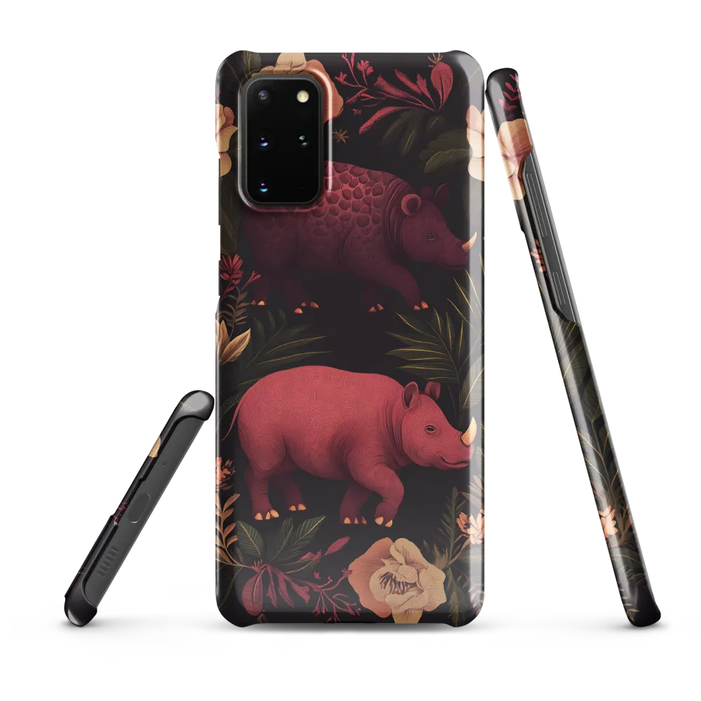 Rhinos in Floral Embrace