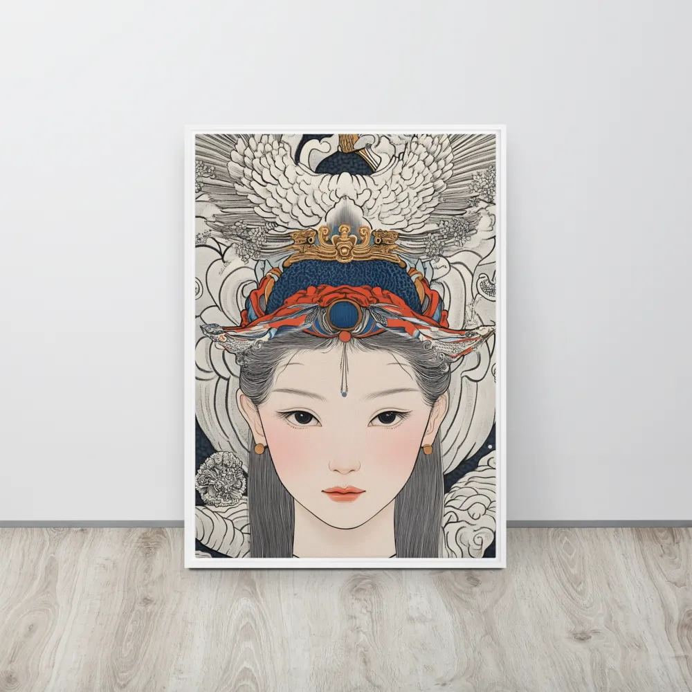 Serenity in Myth: A Traditional Portrait | Canvas with White Frame | 20″×28″