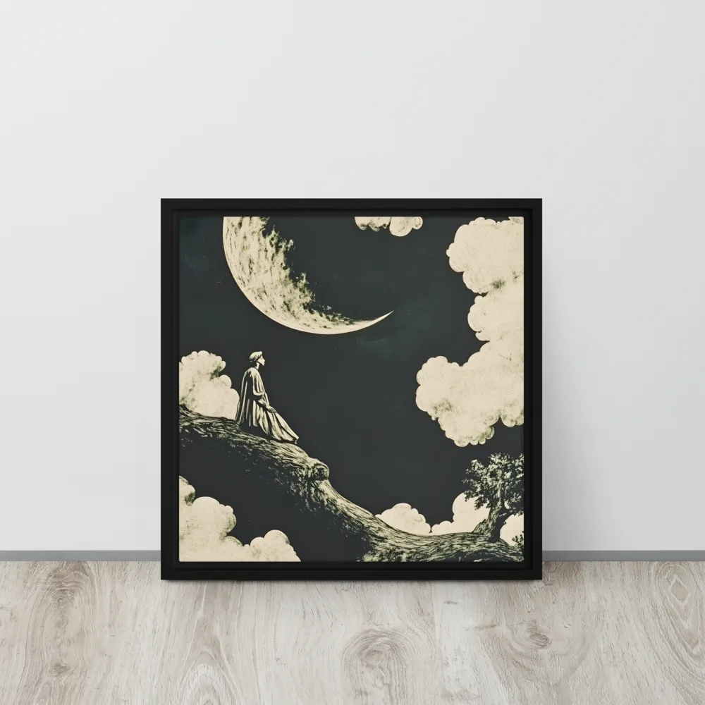 Whispers of the Moon | Canvas with Black Frame | 16″×16″