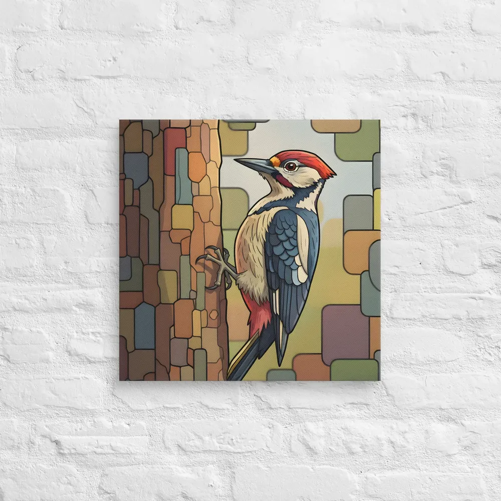 Mosaic Woodpecker 
 Canvas | 18″x 18″
