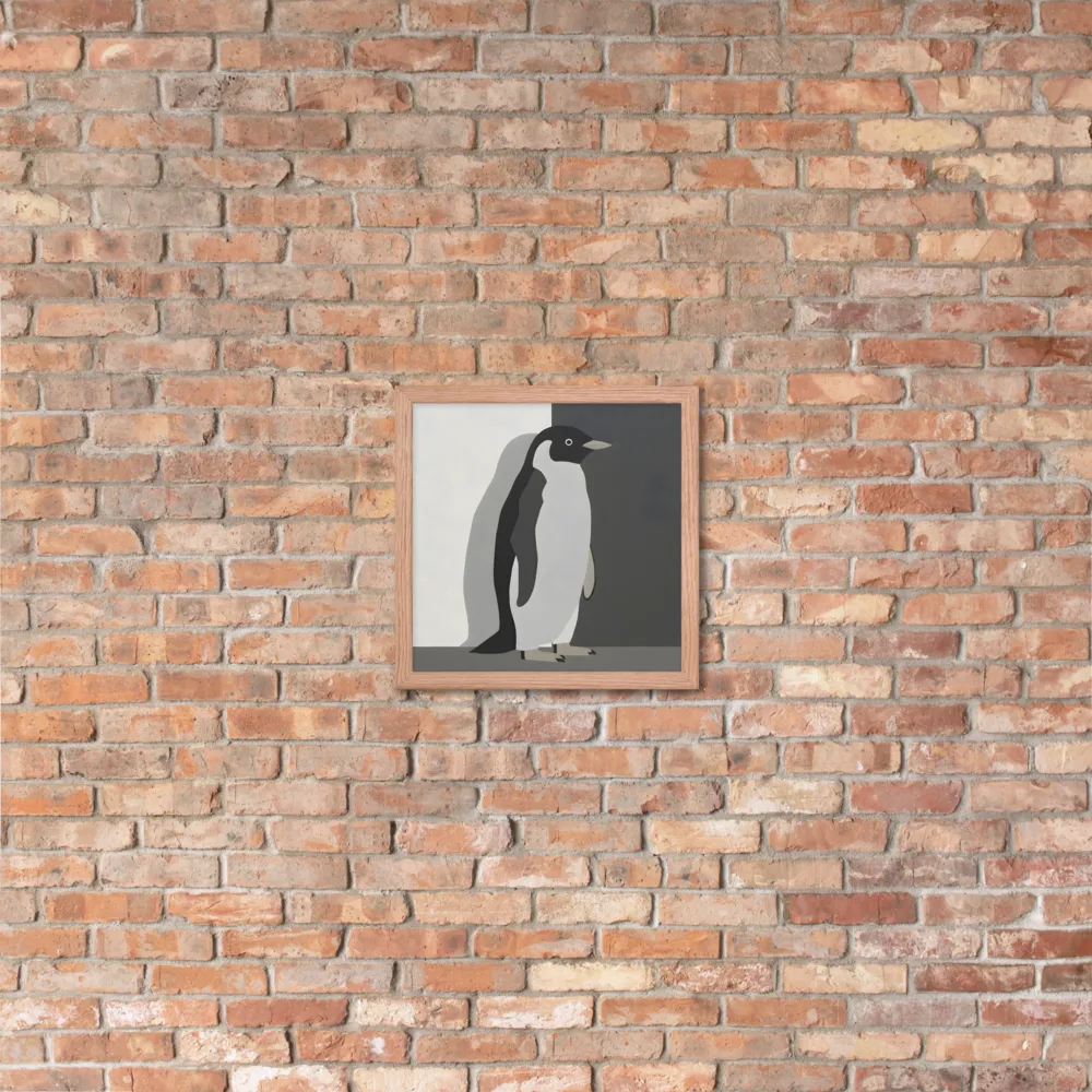 Monochrome Penguin 
 Poster with Red oak Frame | 14″x 14″