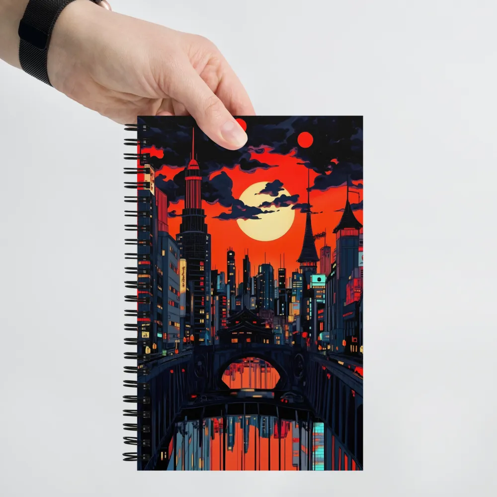 Nightfall in a Neon City | Spiral Notebook