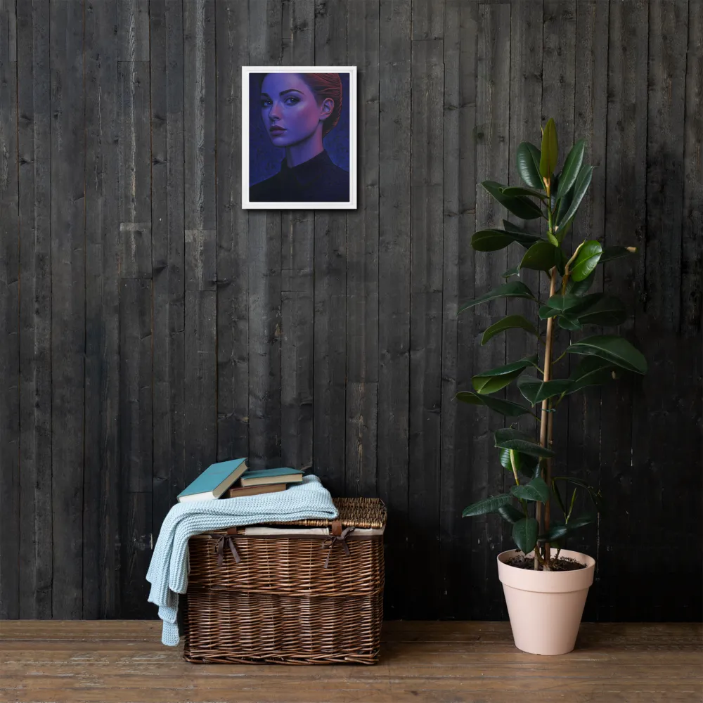 Ethereal Portrait in Blue and Red | Canvas with White Frame | 11″×14″