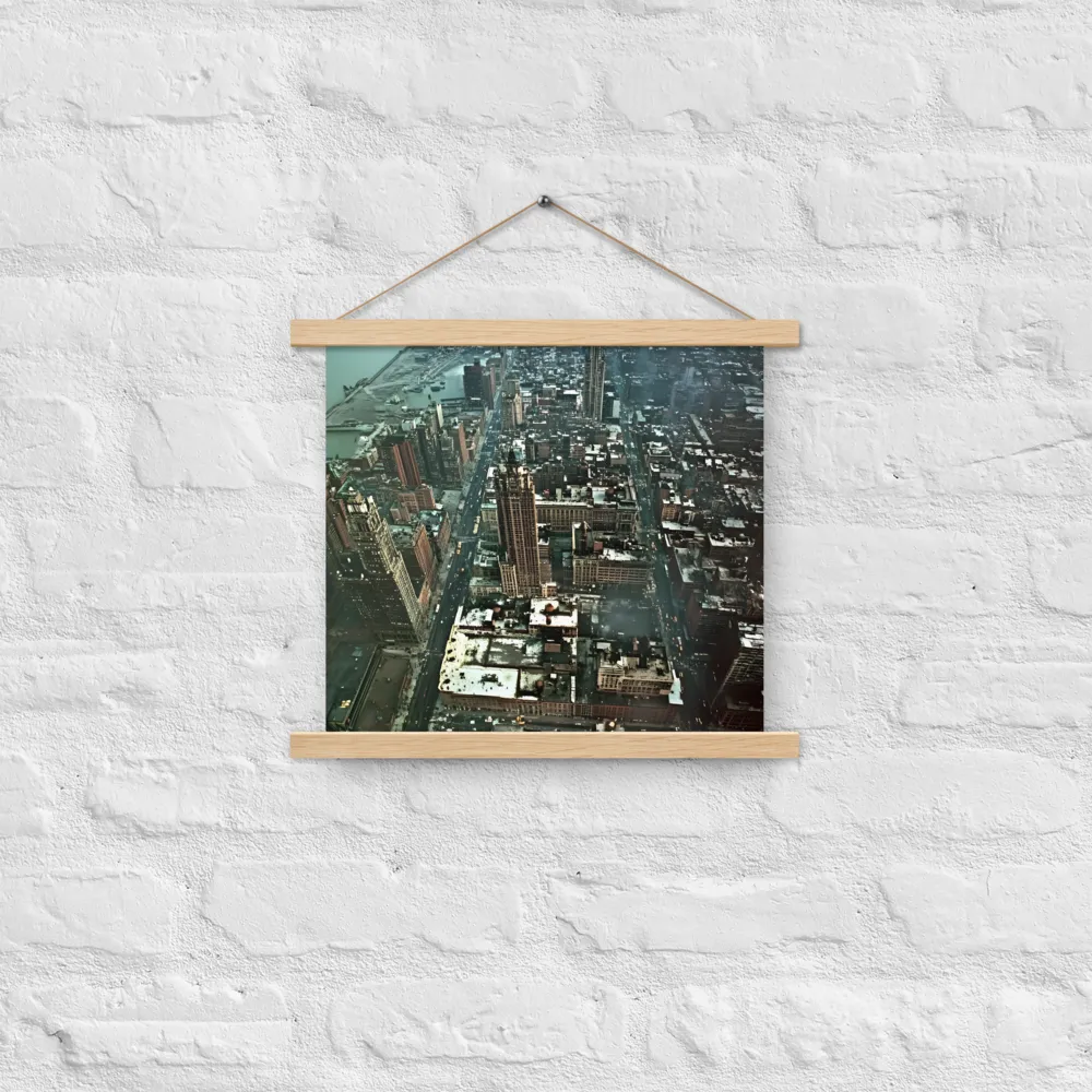 Aerial Symphony of Urban Life | Poster With Oak Wood Hanger | 14″×14″