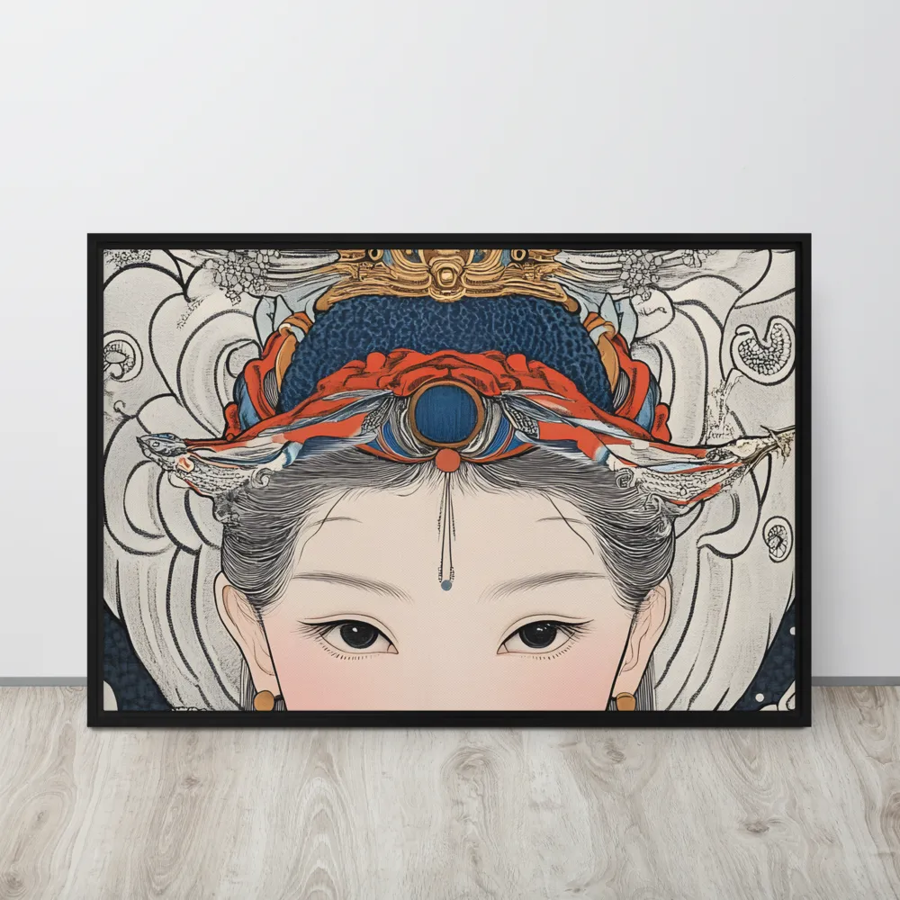 Serenity in Myth: A Traditional Portrait | Canvas with Black Frame | 24″×36″