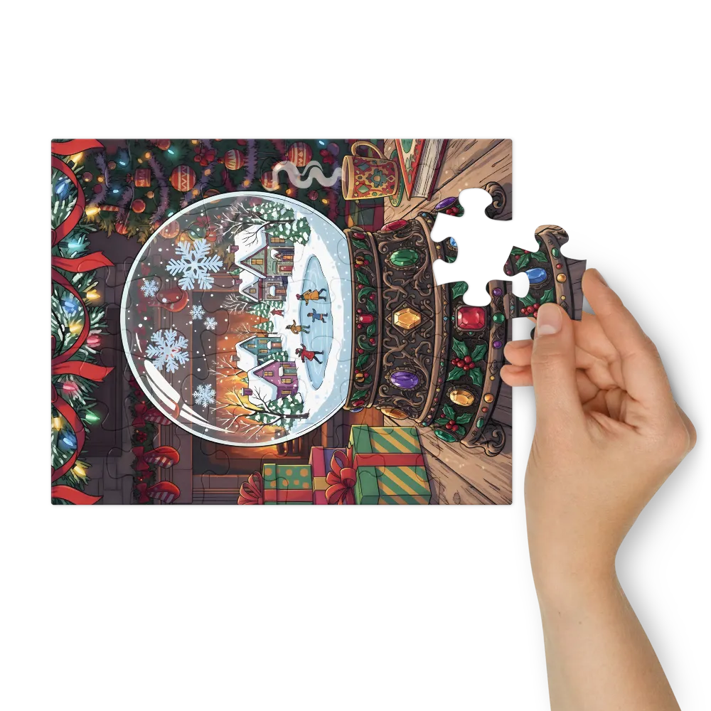 Fireside Snow Globe 
 Jigsaw Puzzle in Tin Box
