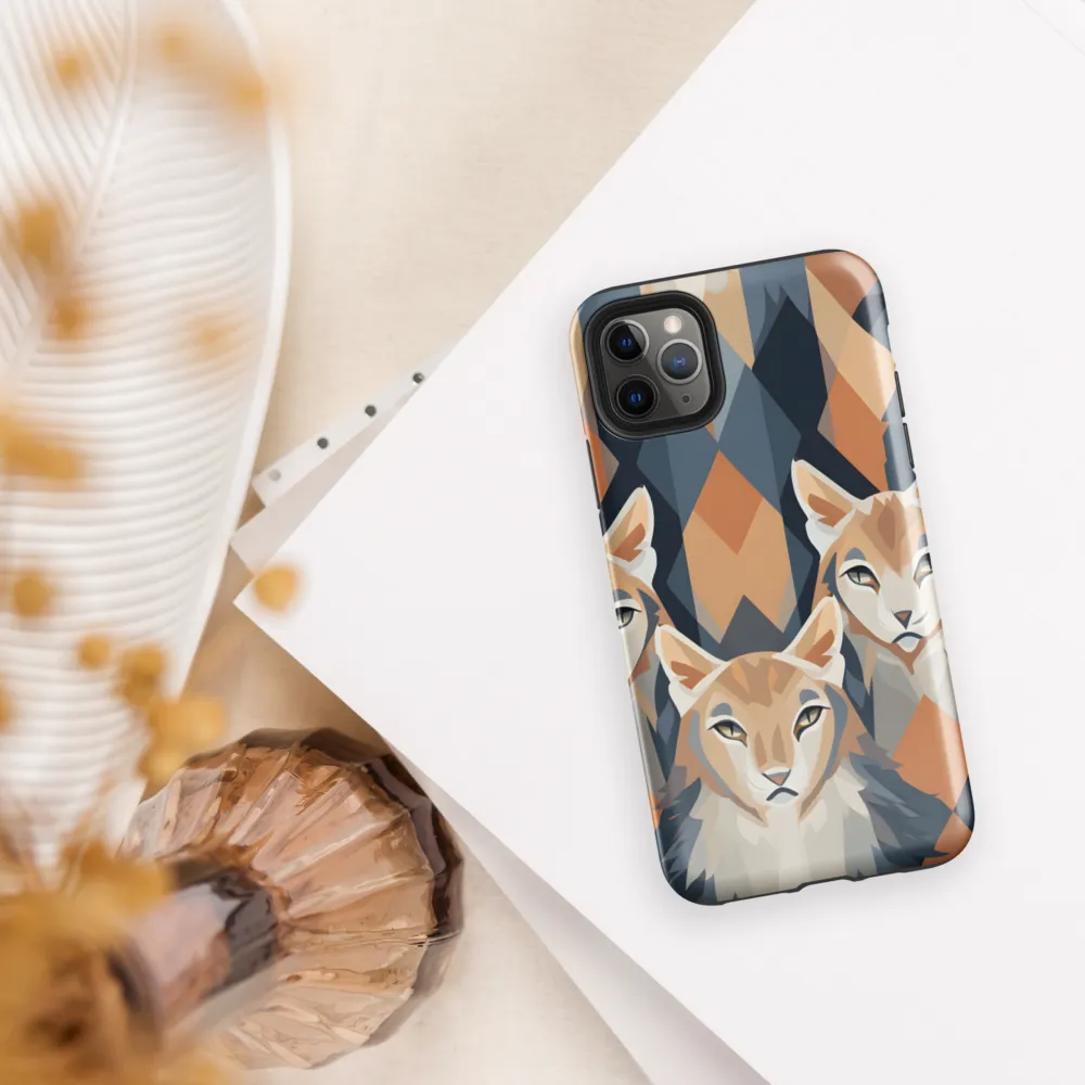 Elegance in Geometry: The Foxes | Phone Case |  11 Pro Max | Tough Case | Glossy