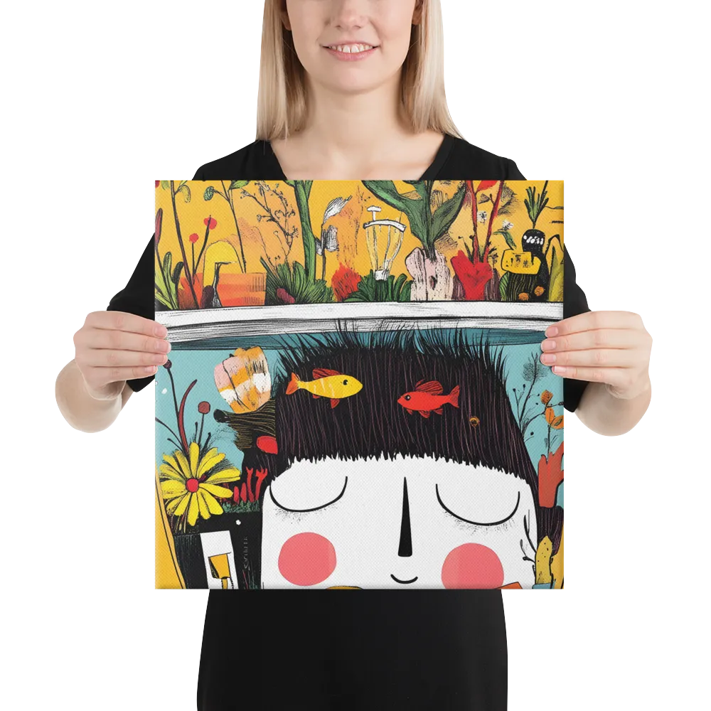Whimsical Garden Head | Canvas | 16″×16″