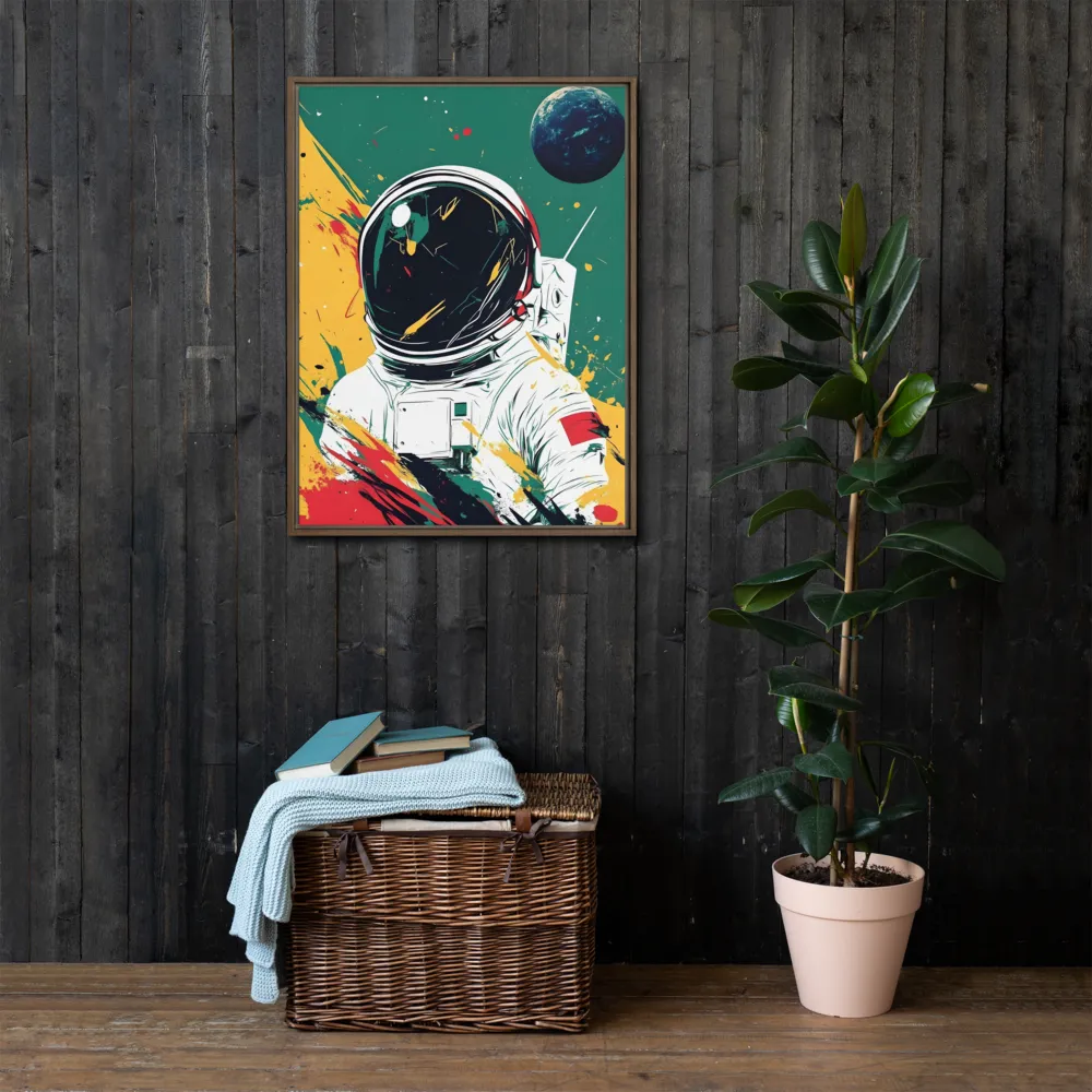 Galactic Explorer: A Modern Odyssey | Canvas with Brown Frame | 24″×32″