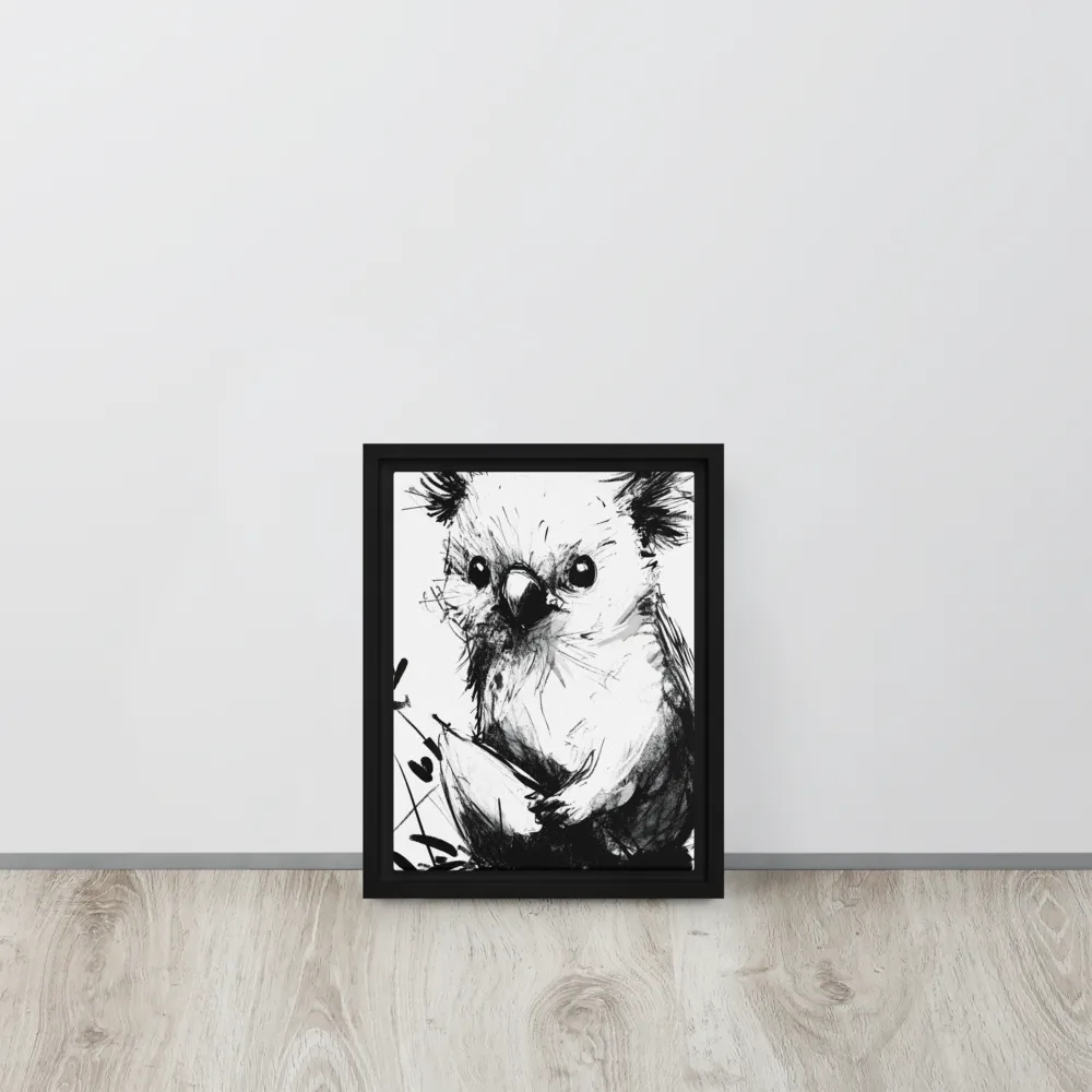 Whimsical Koala in Ink | Canvas with Black Frame | 9″×12″