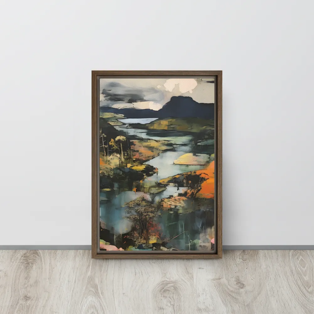 Harmony of Nature: An Abstract Journey | Canvas with Brown Frame | 12″×18″