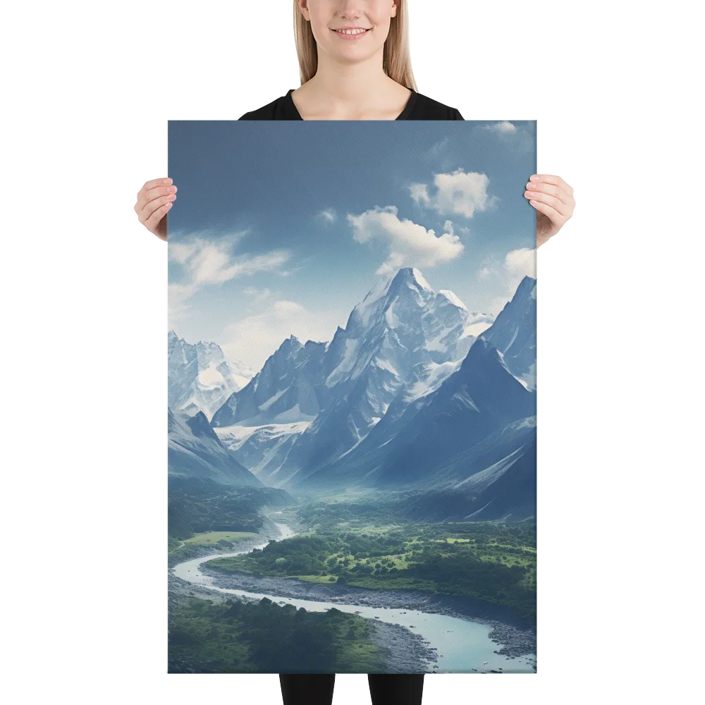 Majestic Serenity: A Landscape of Mountains and Rivers | Canvas | 24″×36″