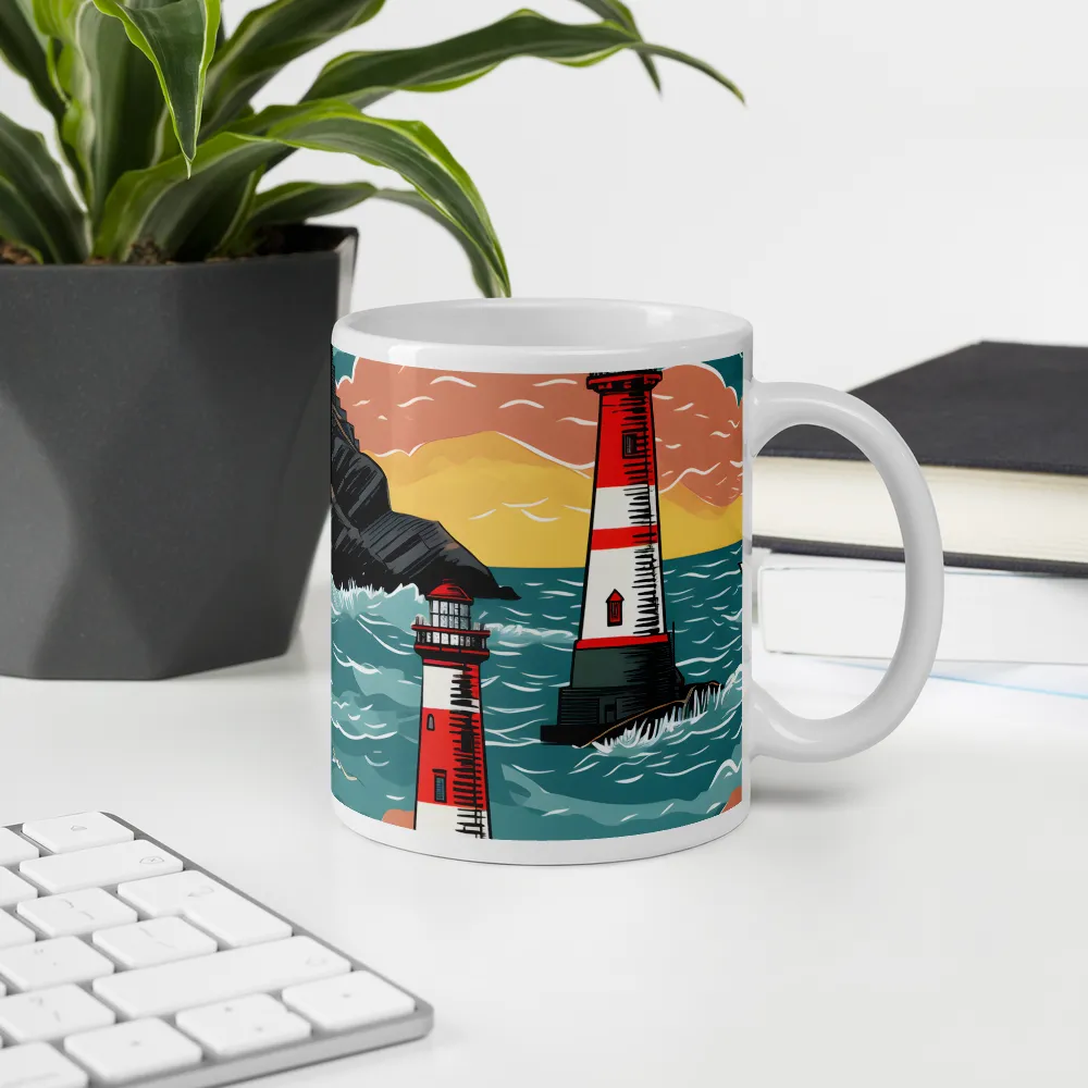 Lighthouses in a Whimsical Ocean | Mugs | Multiple Sizes & Colors