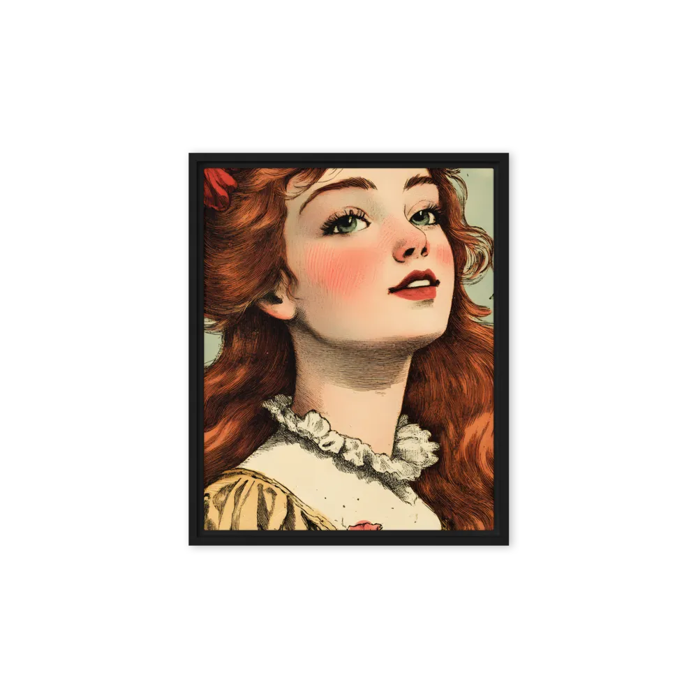 Whimsical Portrait of a Flower-Adorned Girl | Canvas with Black Frame | 8″×10″