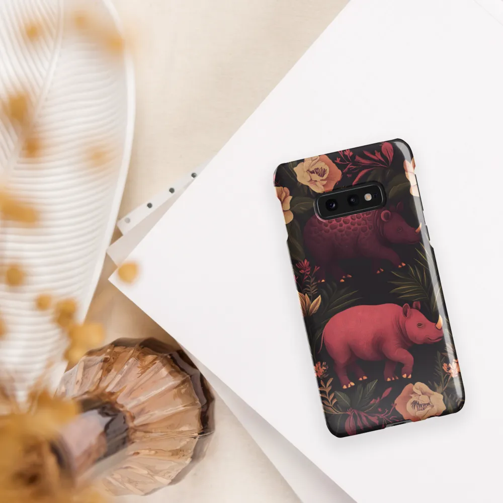 Rhinos in Floral Embrace