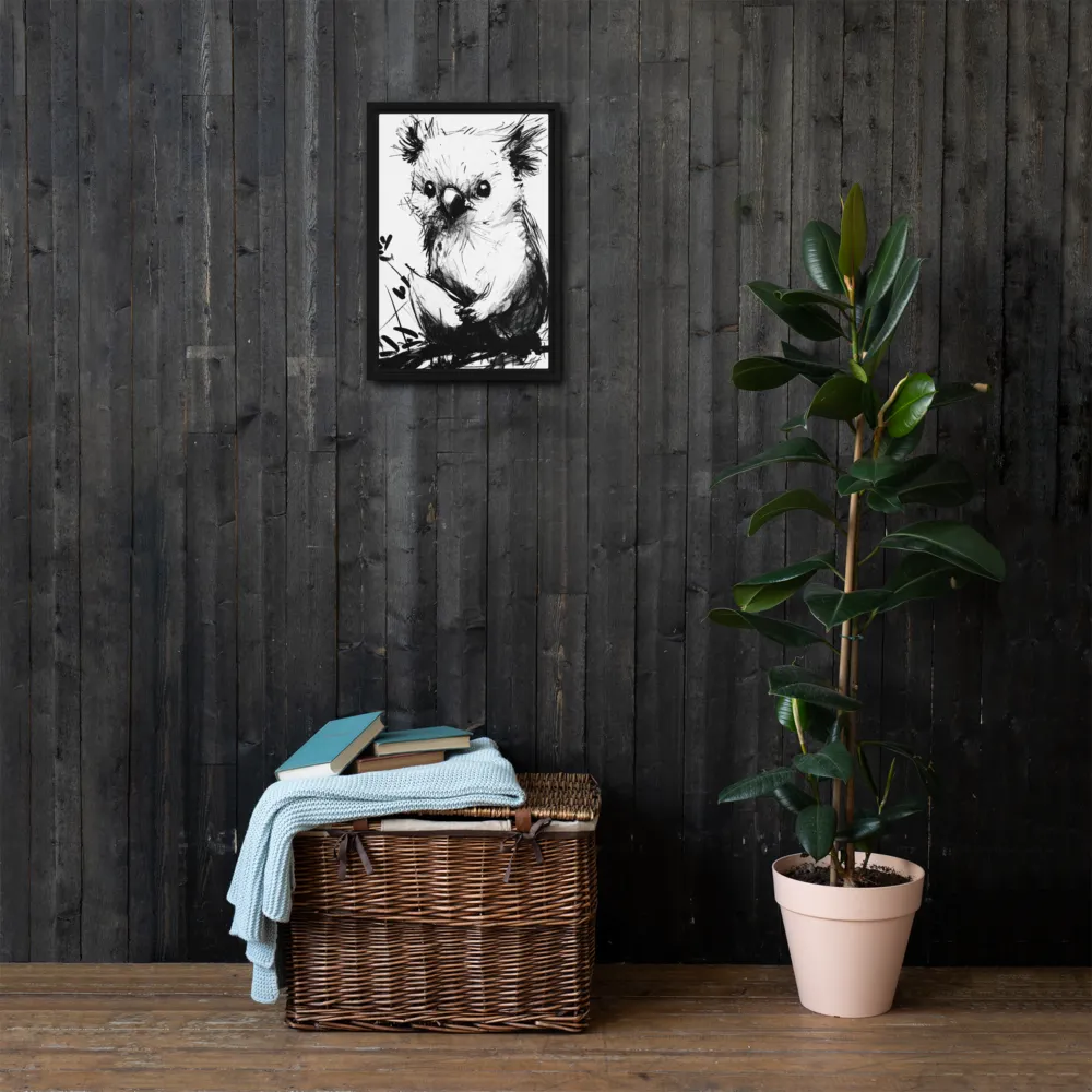 Whimsical Koala in Ink | Canvas with Black Frame | 12″×18″