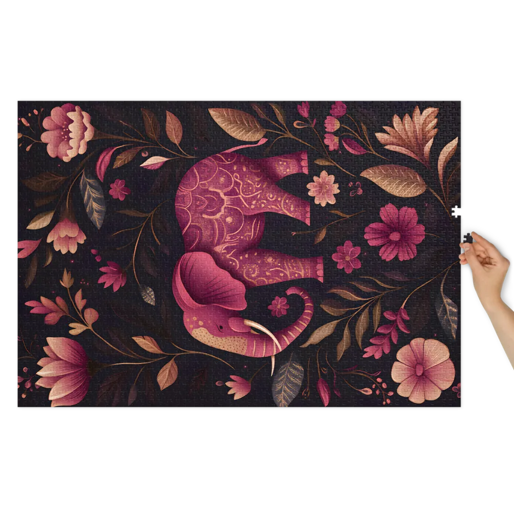 Elephant in Bloom 
 Jigsaw Puzzle in Tin Box