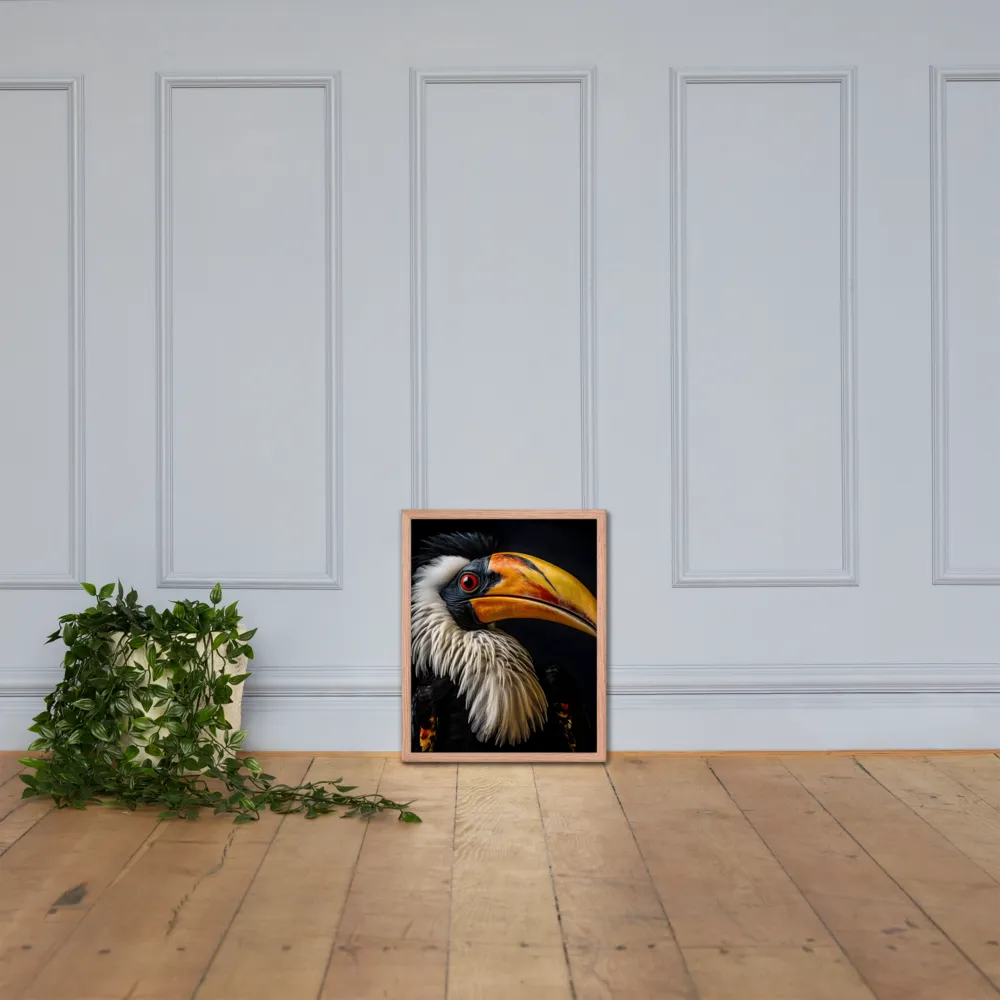 Majestic Hornbill Portrait | Poster with Red oak Frame | 16″×20″