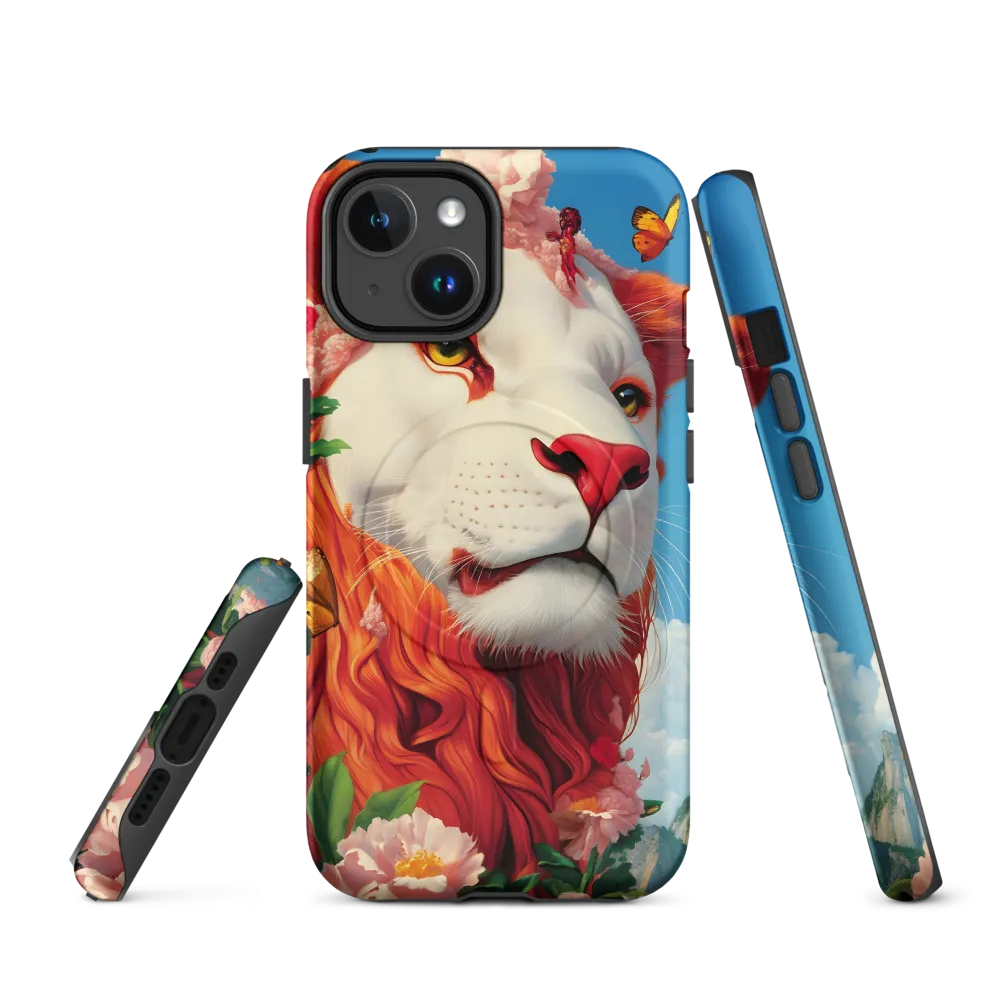 Majestic Lion Amidst Floral Splendor