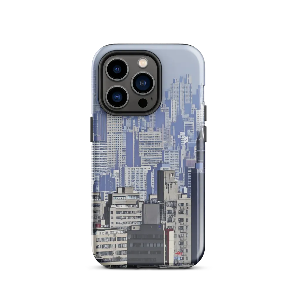 Urban Symphony: A Cityscape in Blues and Grays | Phone Case |  14 Pro | Tough Case | Glossy