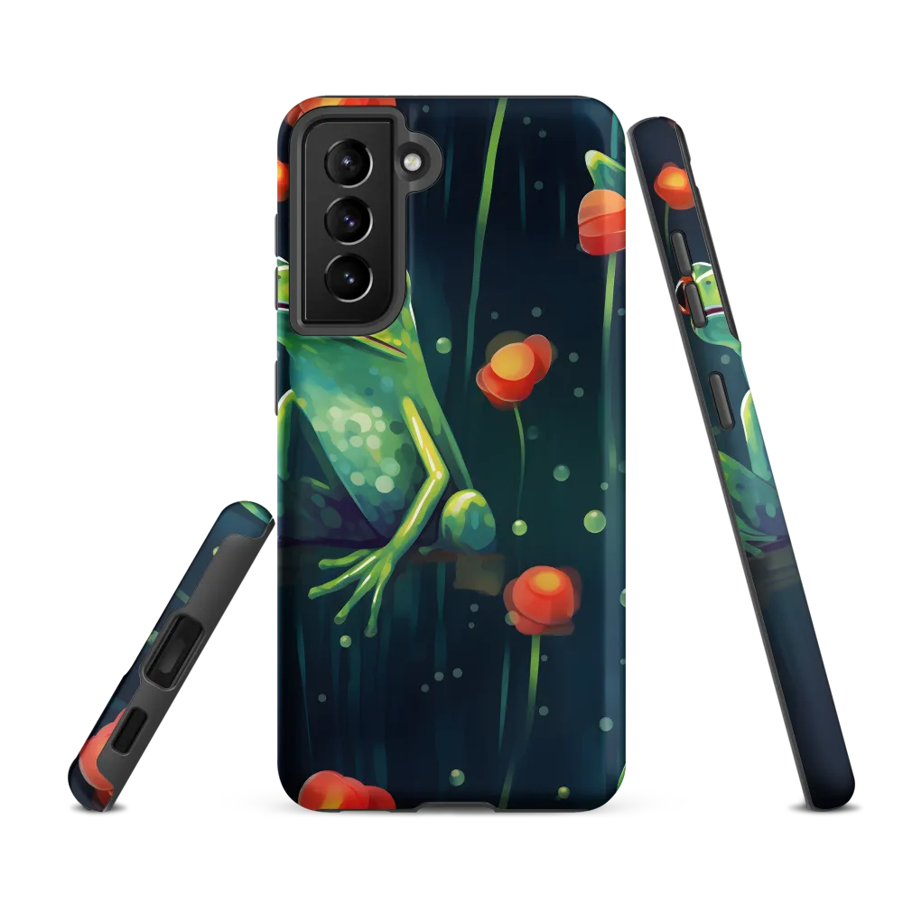 Playful Frogs in a Lush Pond