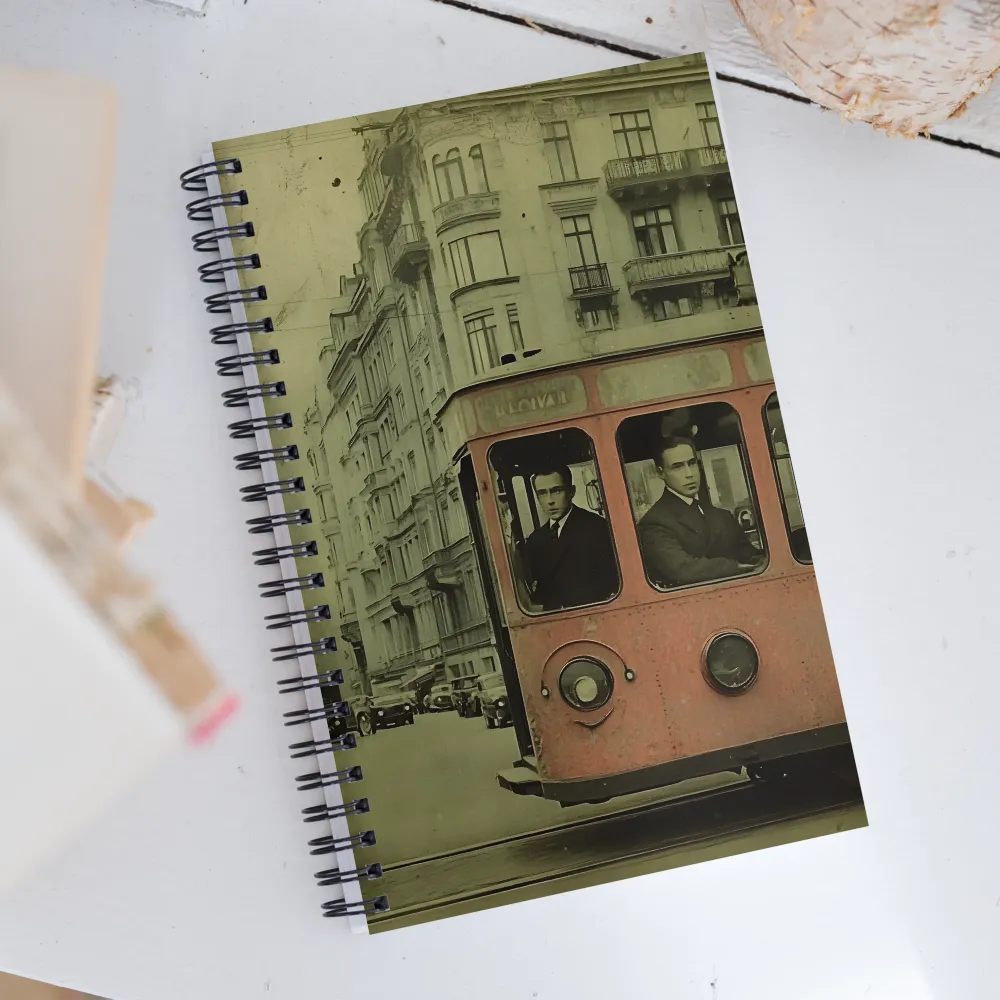 Echoes of the Past: A Tram's Journey Through Time | Spiral Notebook