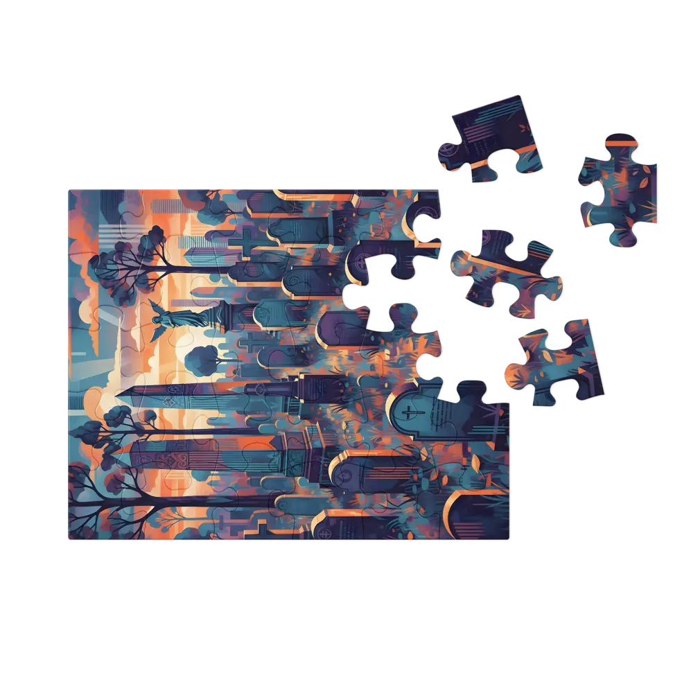 Twilight Cemetery 
 Jigsaw Puzzle in Tin Box