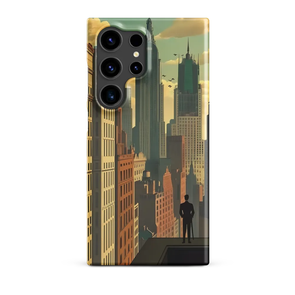 Urban Dreams: A Silhouette in Art Deco Cityscape