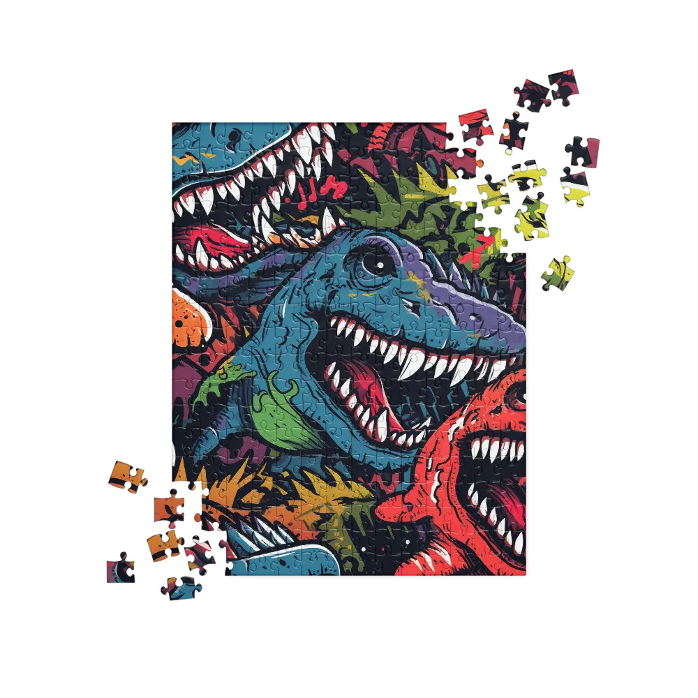 Dino Mania: A Colorful Frenzy | Jigsaw Puzzle | 252 pieces