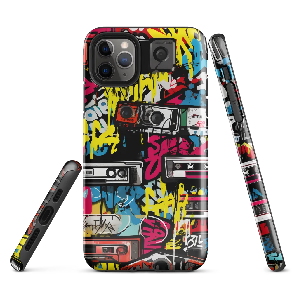 Urban Nostalgia: A Retro Cassette Explosion | Phone Case |  11 Pro Max | Tough Case | Glossy