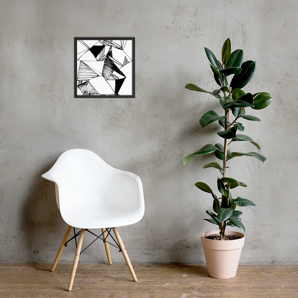 Dynamic Geometry in Ink | Poster with Black Frame | 16″×16″
