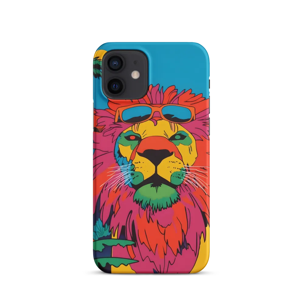 Lion with Sunglasses: A Vibrant Tropical Portrait | Phone Case |  12 | Snap Case | Matte