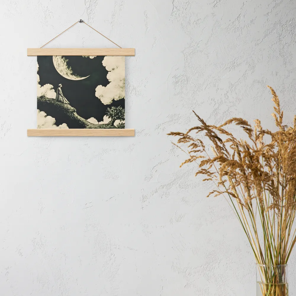 Whispers of the Moon | Poster With Oak Wood Hanger | 10″×10″