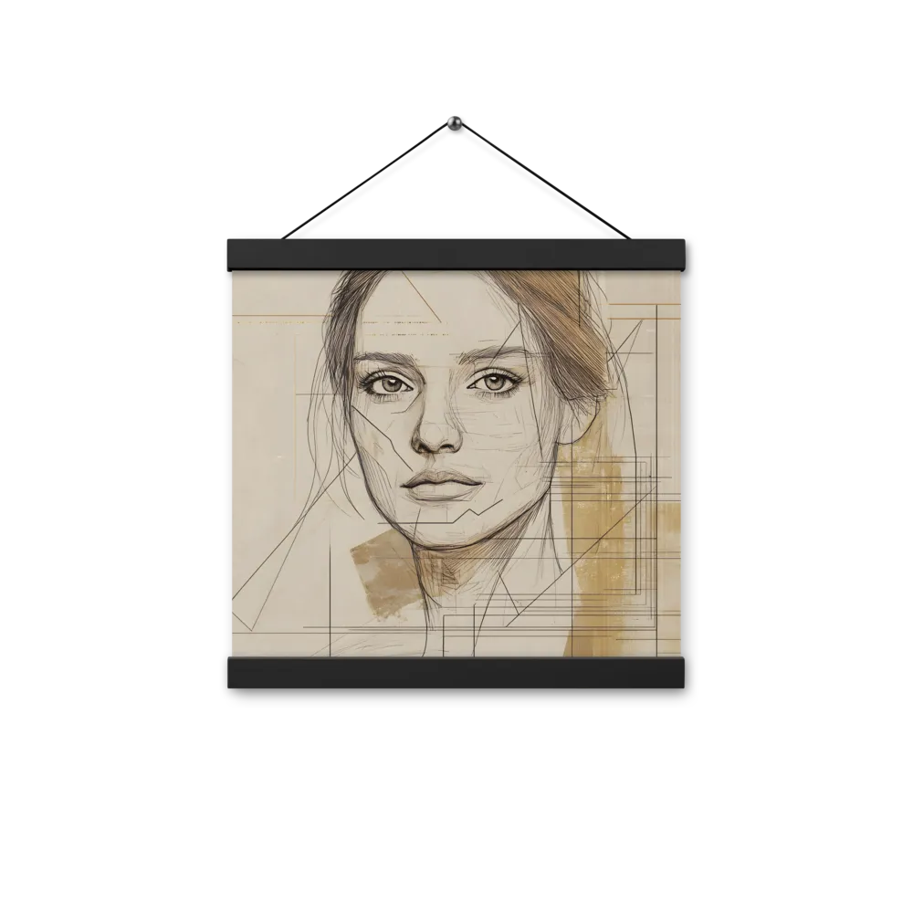 Geometric Elegance: A Modern Portrait | Poster With Black Wood Hanger | 12″×12″