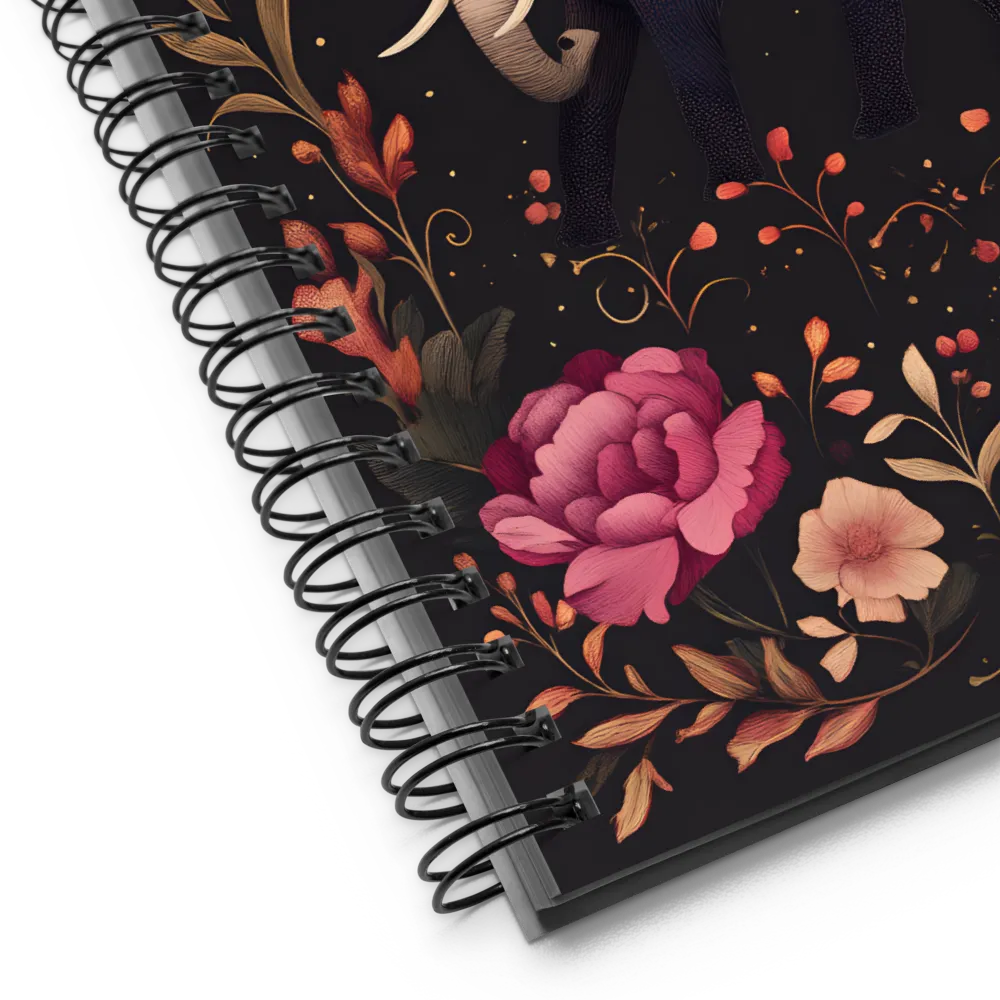 Whispers of the Wild: Elephants and Blooms | Spiral Notebook