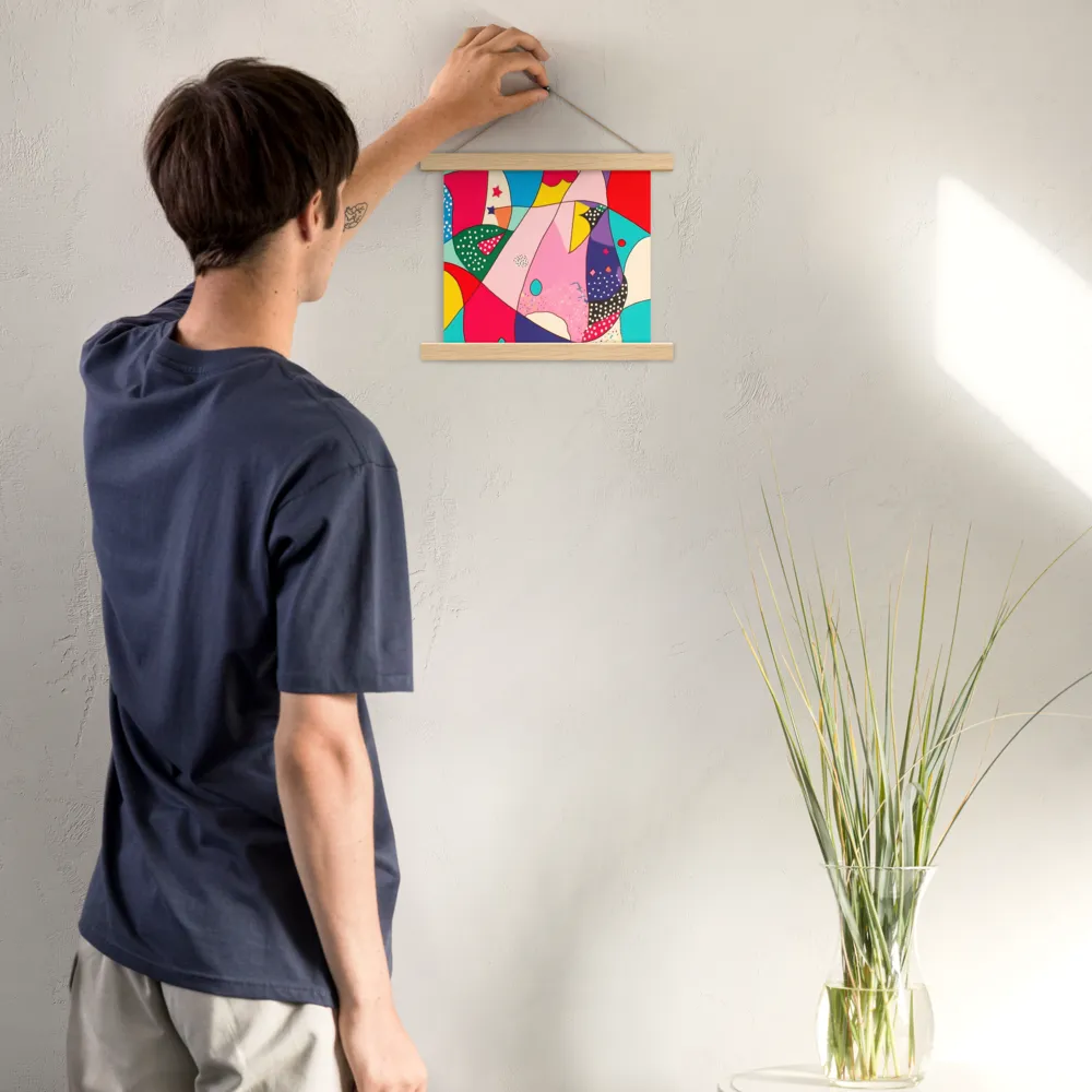 Playful Geometry in Color | Poster With Oak Wood Hanger | 10″×10″