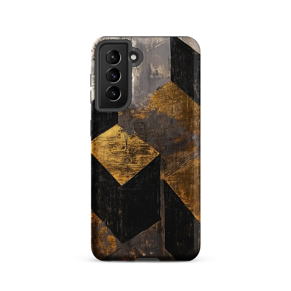 Geometric Harmony in Gold and Black | Phone Case |  S21 | Tough Case | Matte
