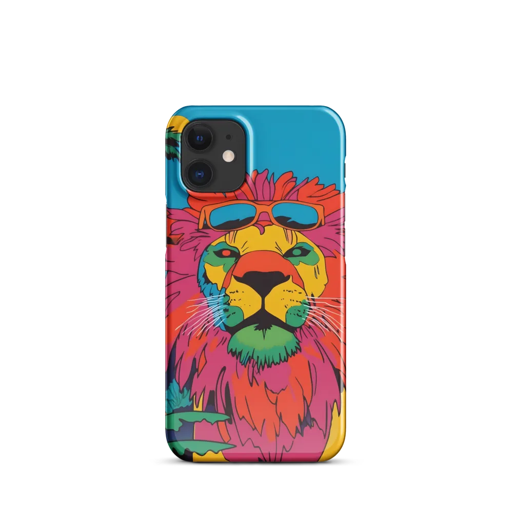Lion with Sunglasses: A Vibrant Tropical Portrait | Phone Case |  12 Mini | Snap Case | Glossy