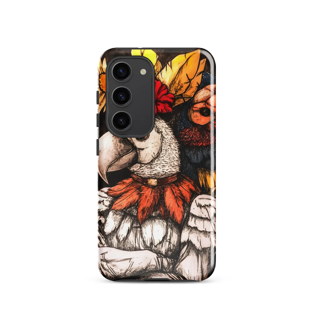 The Surreal Guardian: A Dance of Feathers and Flowers