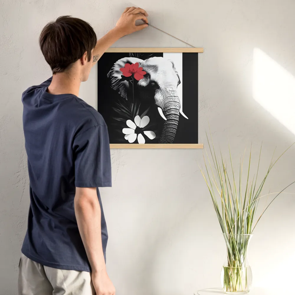 Elephant Harmony | Poster With Oak Wood Hanger | 18″×18″