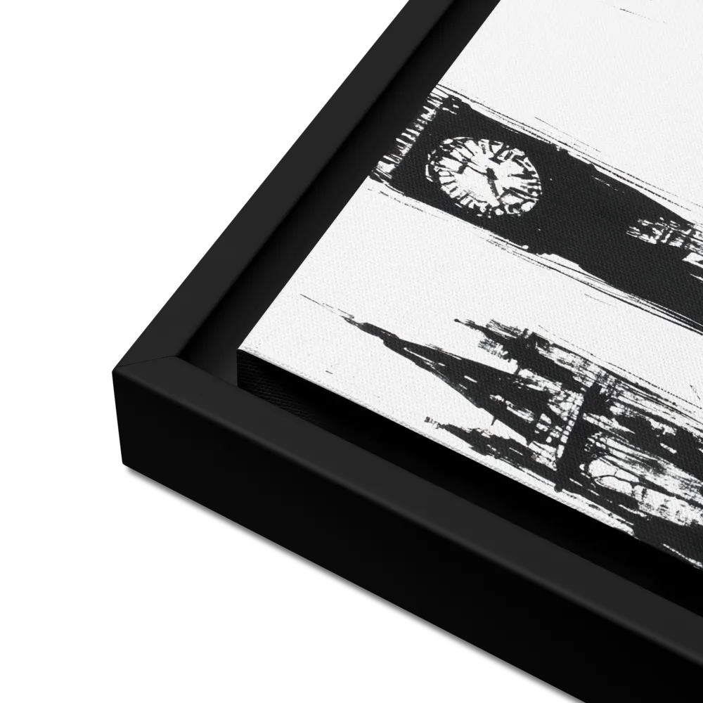 Clock Tower in Motion | Canvas with Black Frame | 12″×12″