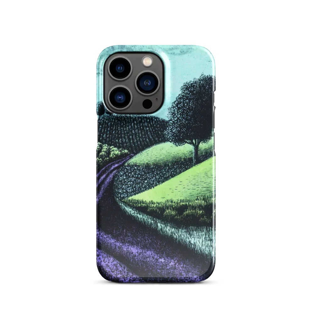 Winding Serenity: A Modern Landscape | Phone Case |  13 Pro | Snap Case | Glossy