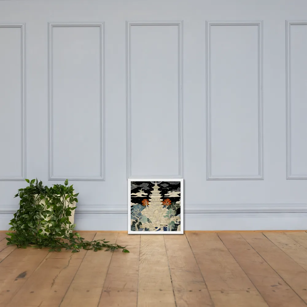 Whispers of the Pagoda | Poster with White Frame | 14″×14″