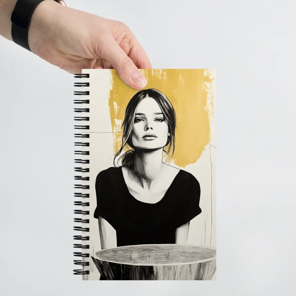 Golden Serenity: A Minimalist Portrait | Spiral Notebook