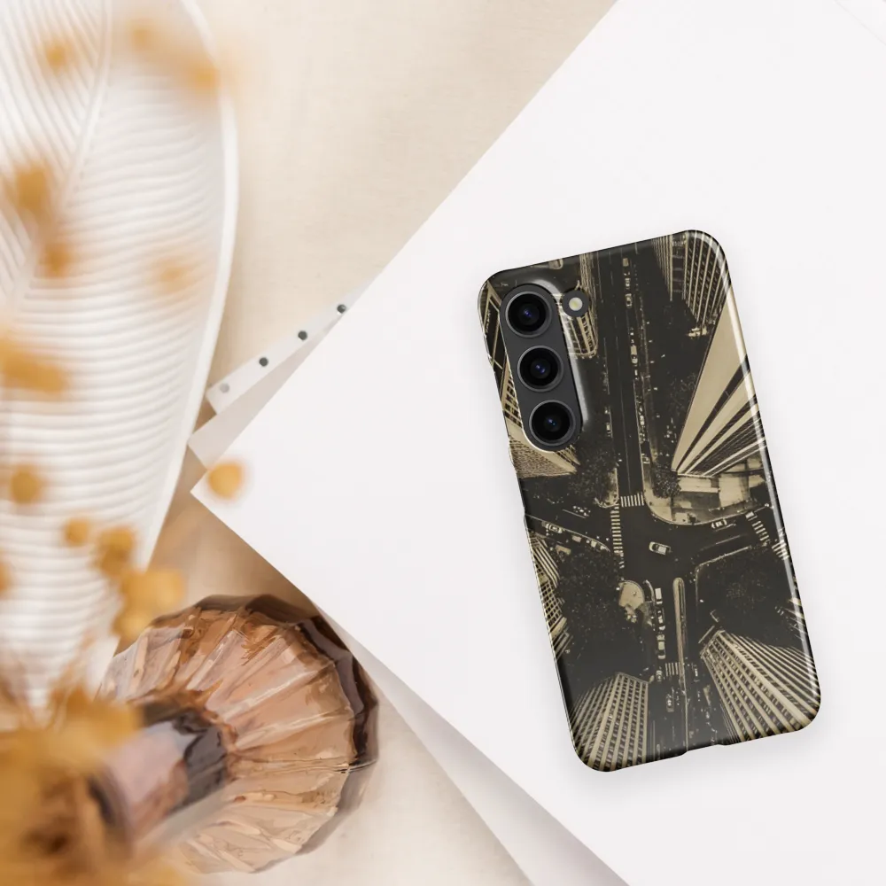 Urban Symphony: Aerial Perspective of City Life | Phone Case |  S23 | Snap Case | Glossy