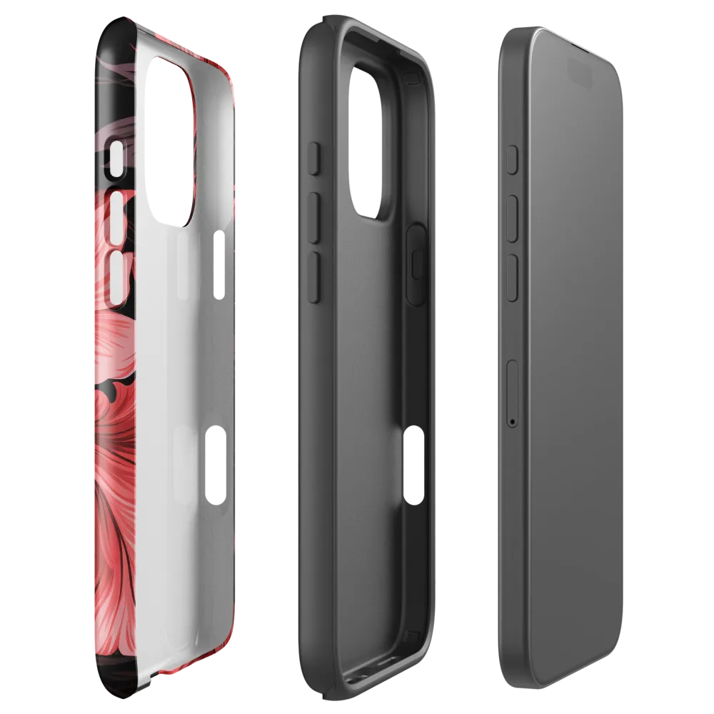 Tropical Elegance in Red | Phone Case |  16 Pro Max | Tough Case | Glossy