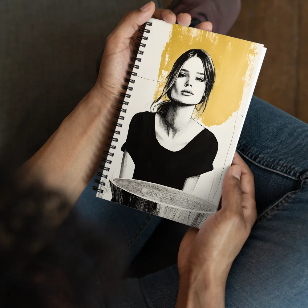 Golden Serenity: A Minimalist Portrait | Spiral Notebook