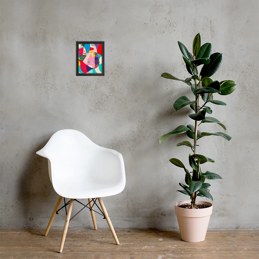 Playful Geometry in Color | Poster with Black Frame | 8″×10″
