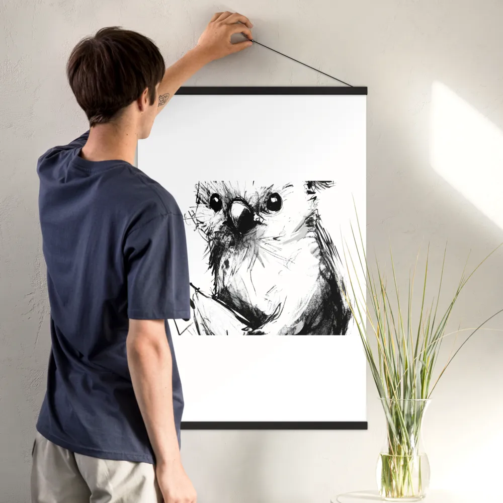 Whimsical Koala in Ink | Poster With Black Wood Hanger | 24″×36″